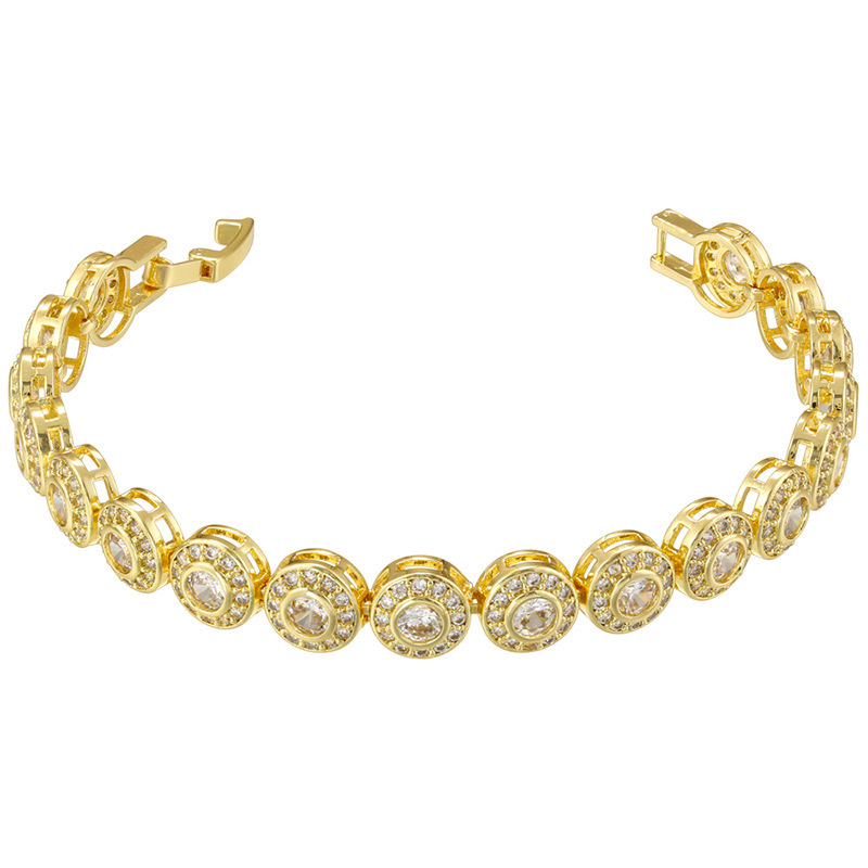 Gold 8.5mm round diamond bracelet