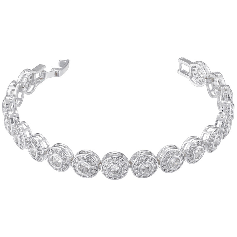 White gold 8.5mm round diamond bracelet