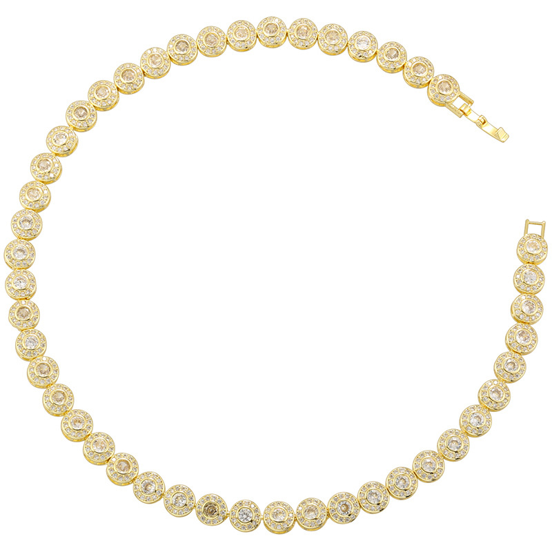 Gold 8.5mm round diamond necklace