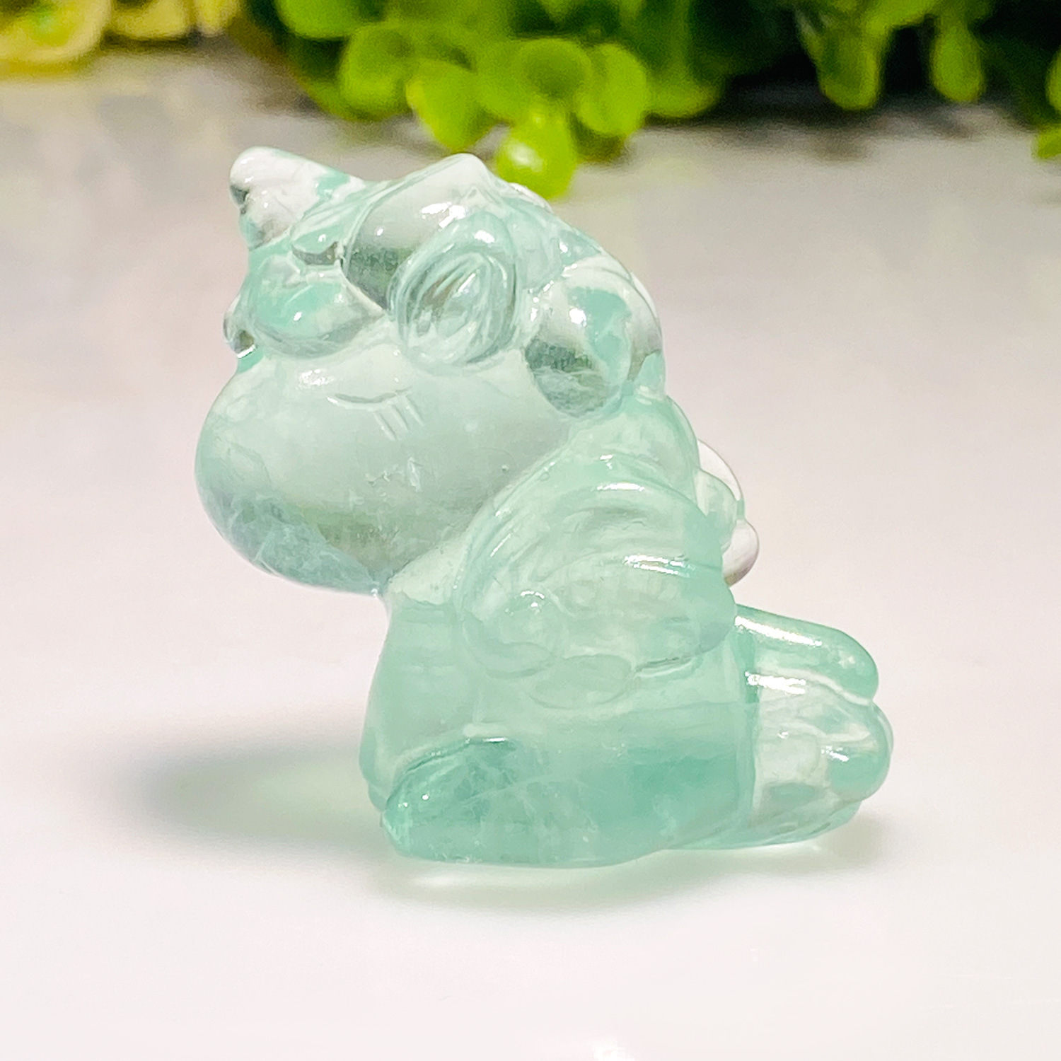 Green fluorite unicorn