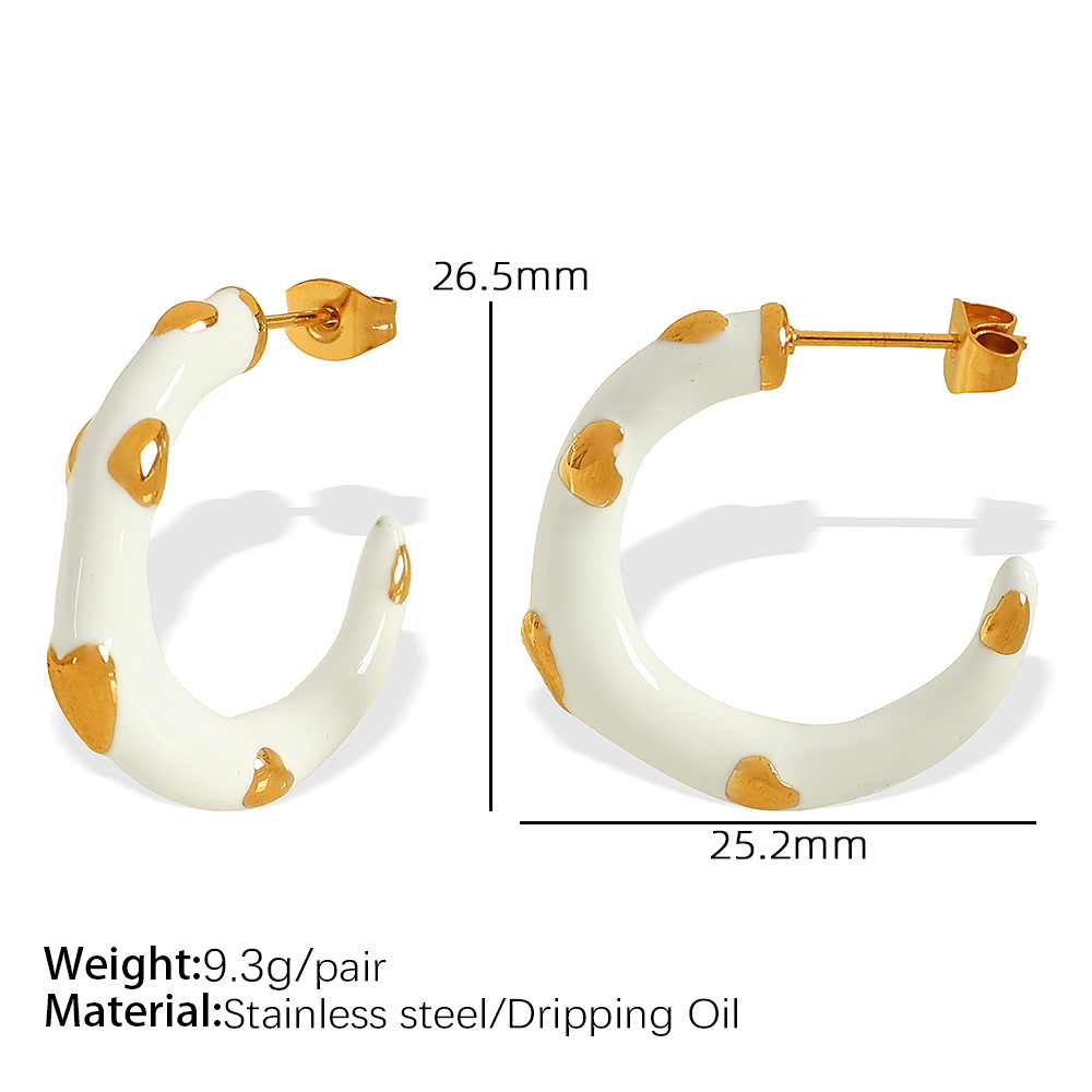 EH641 white oil drop gold earrings