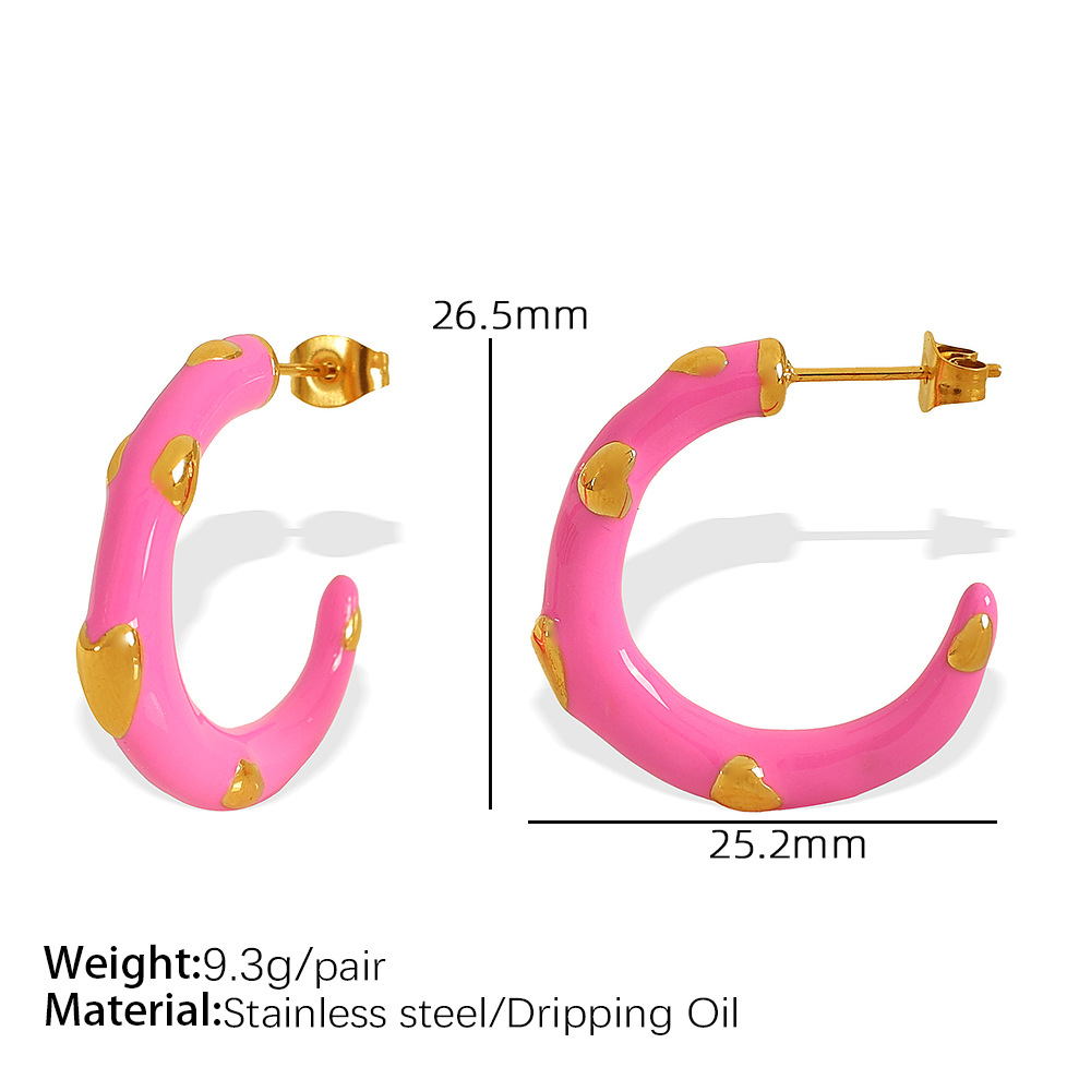 EH641 rose red oil dripping gold earrings