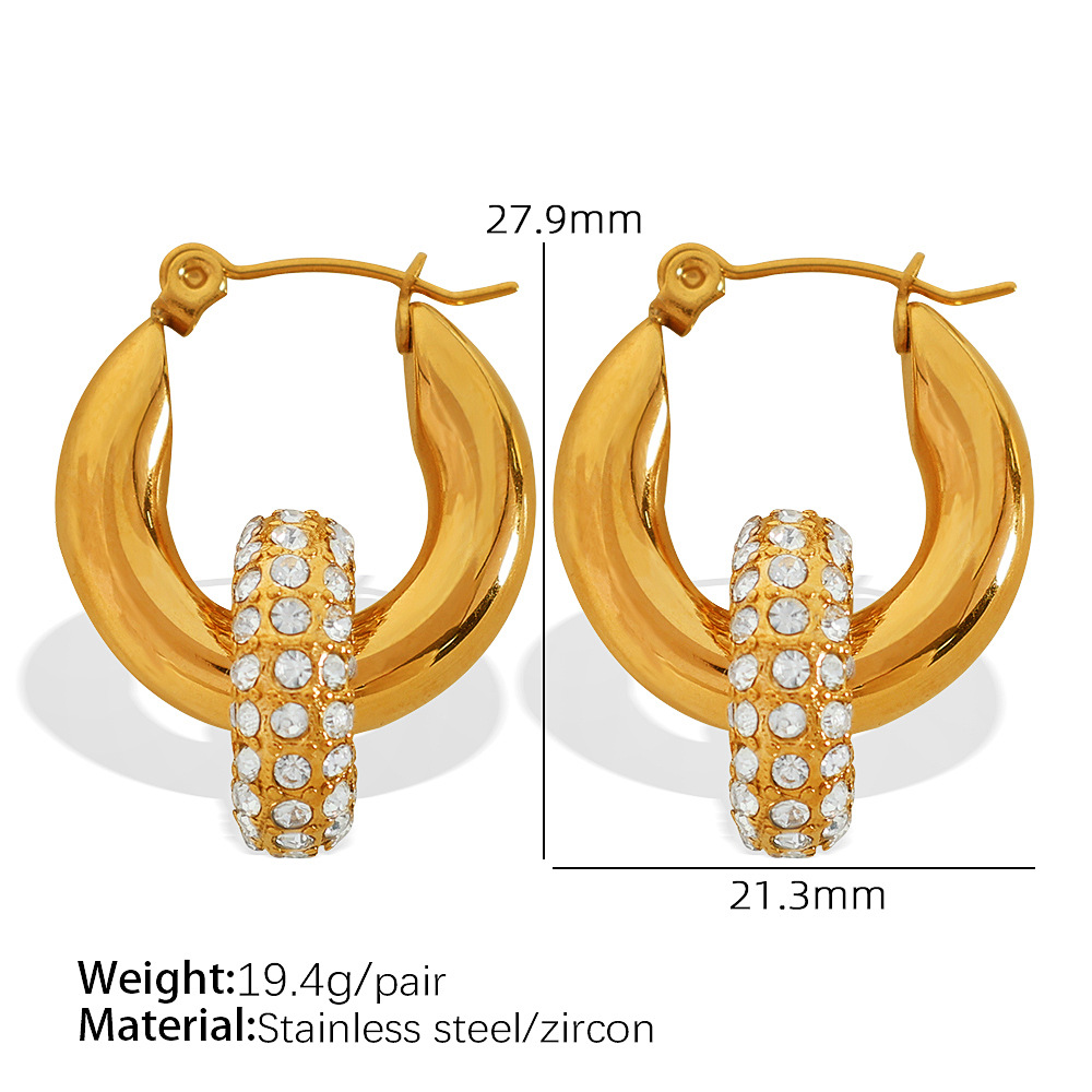 EH268 White zirconium gold earrings