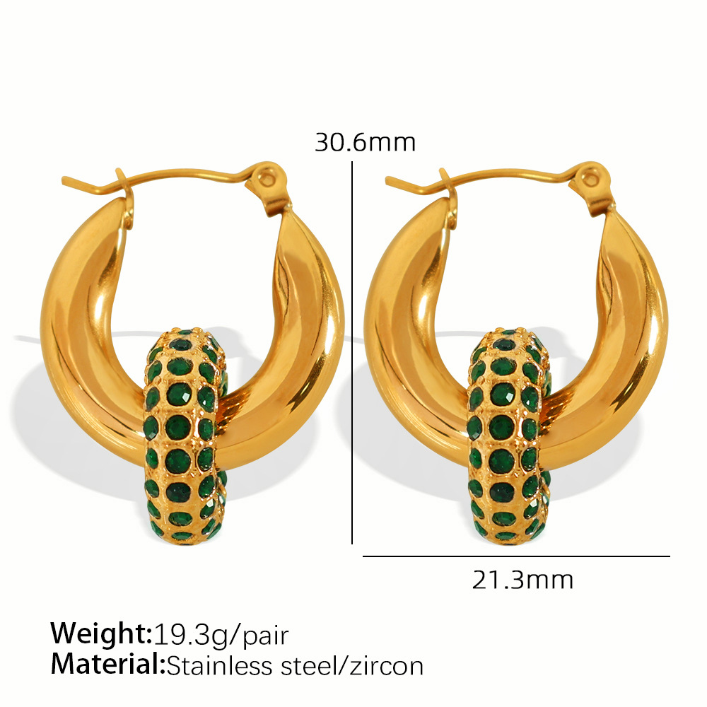 EH268 green zirconium gold earrings