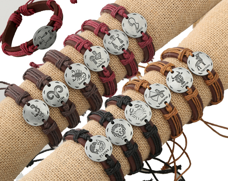 a set of 12 Zodiac-Themed Bracelets