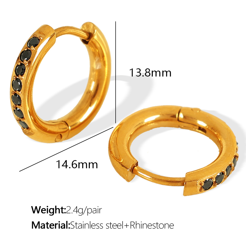 EH600 black diamond gold earrings