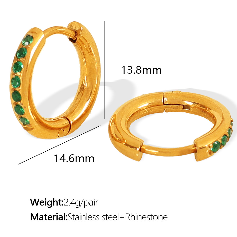 EH600 Green Diamond Gold Earrings