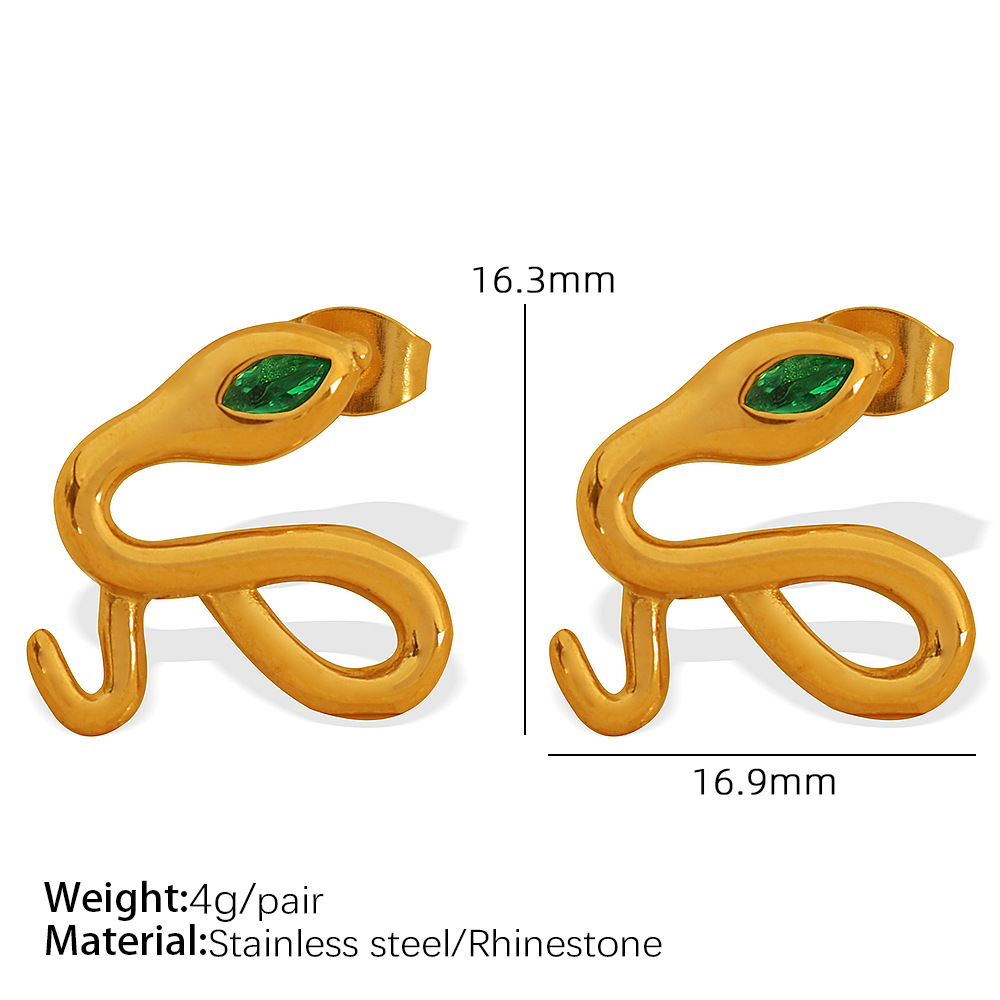 EH548 green rhinestone gold earrings