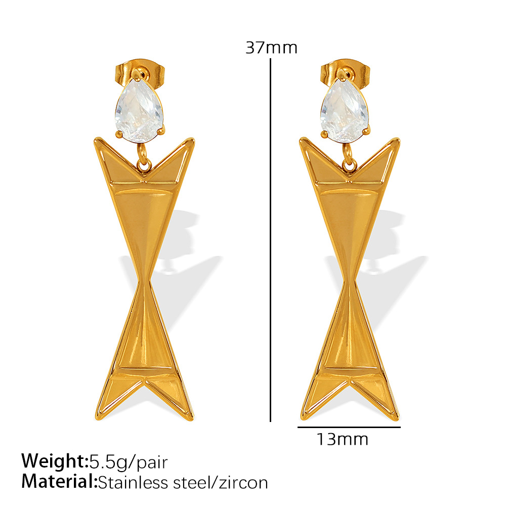 EH491 White Zirconium Gold Earrings