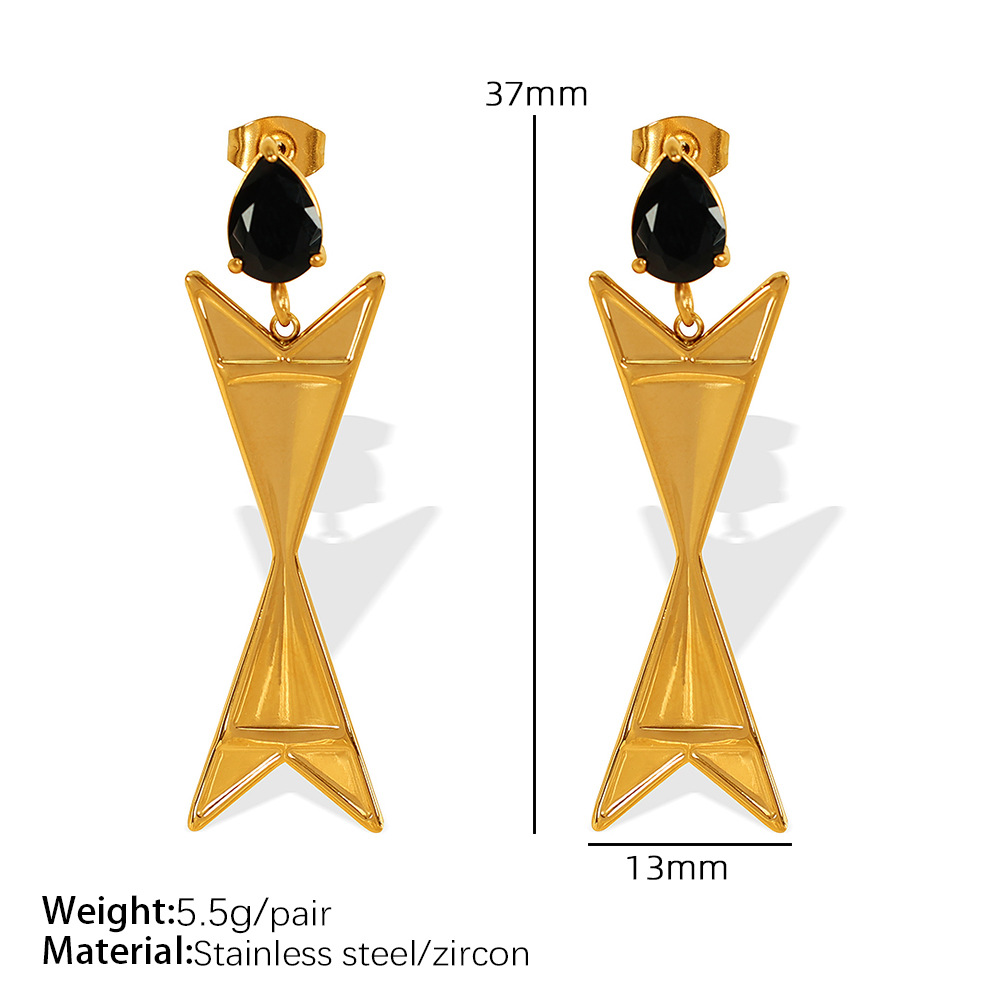 EH491 Black Zirconium Gold Earrings