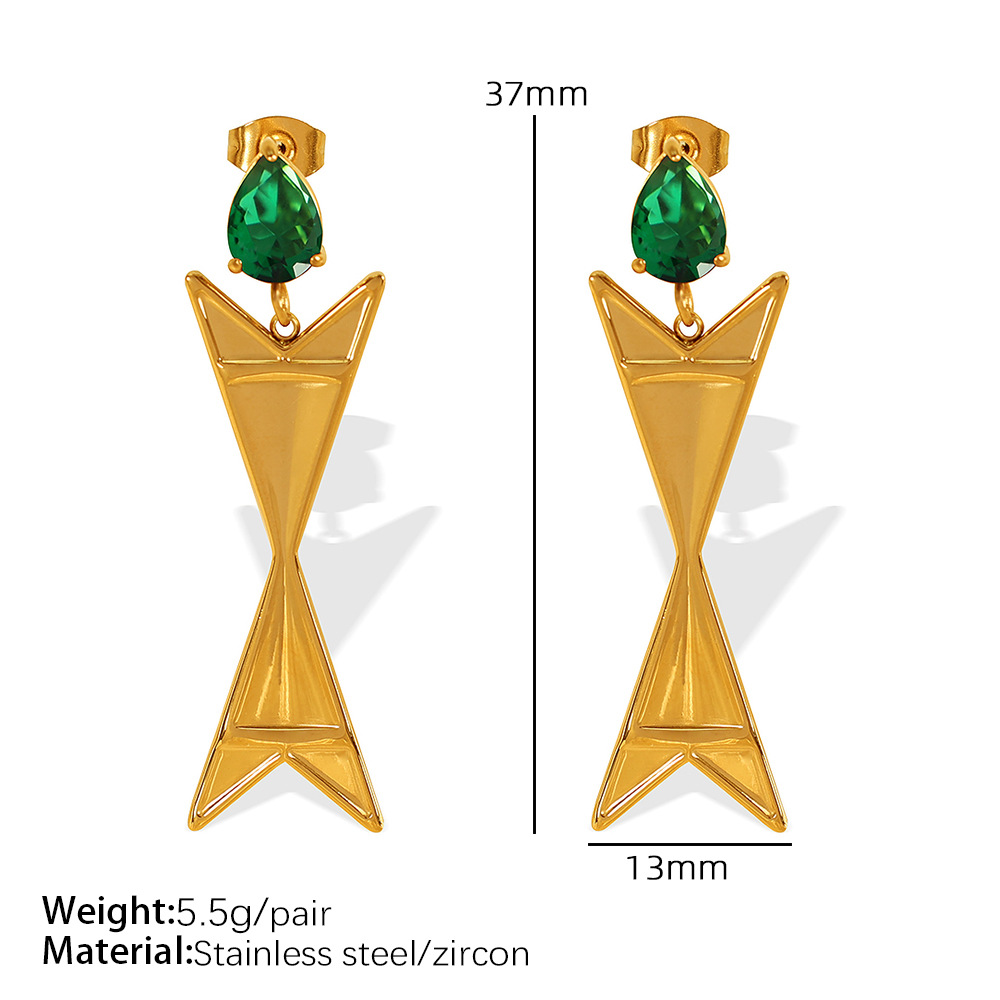 EH491 Green Zirconium Gold Earrings