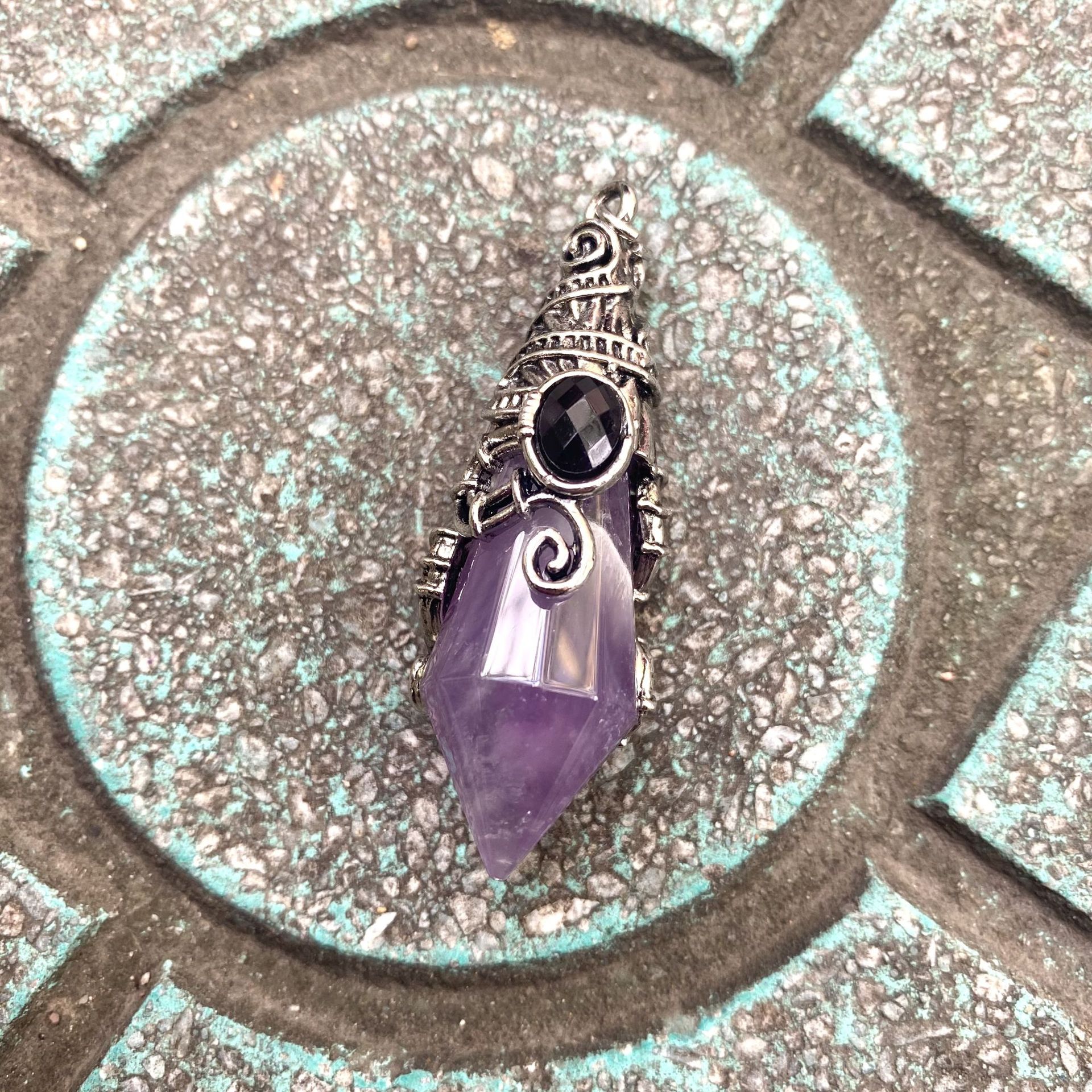 Antique silver color Amethyst