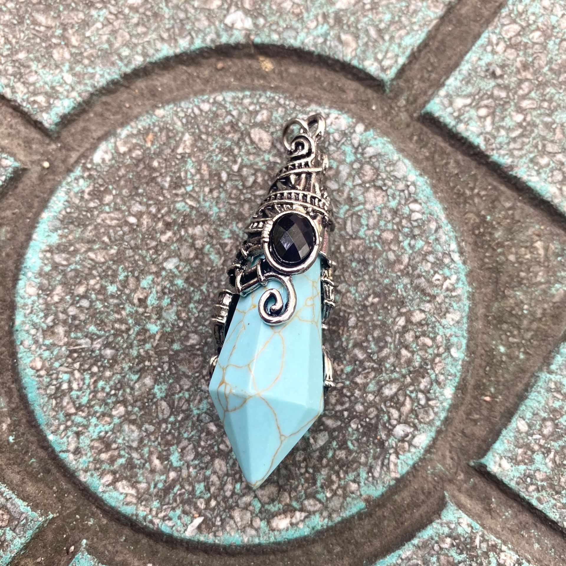 Antique silver color turquoise