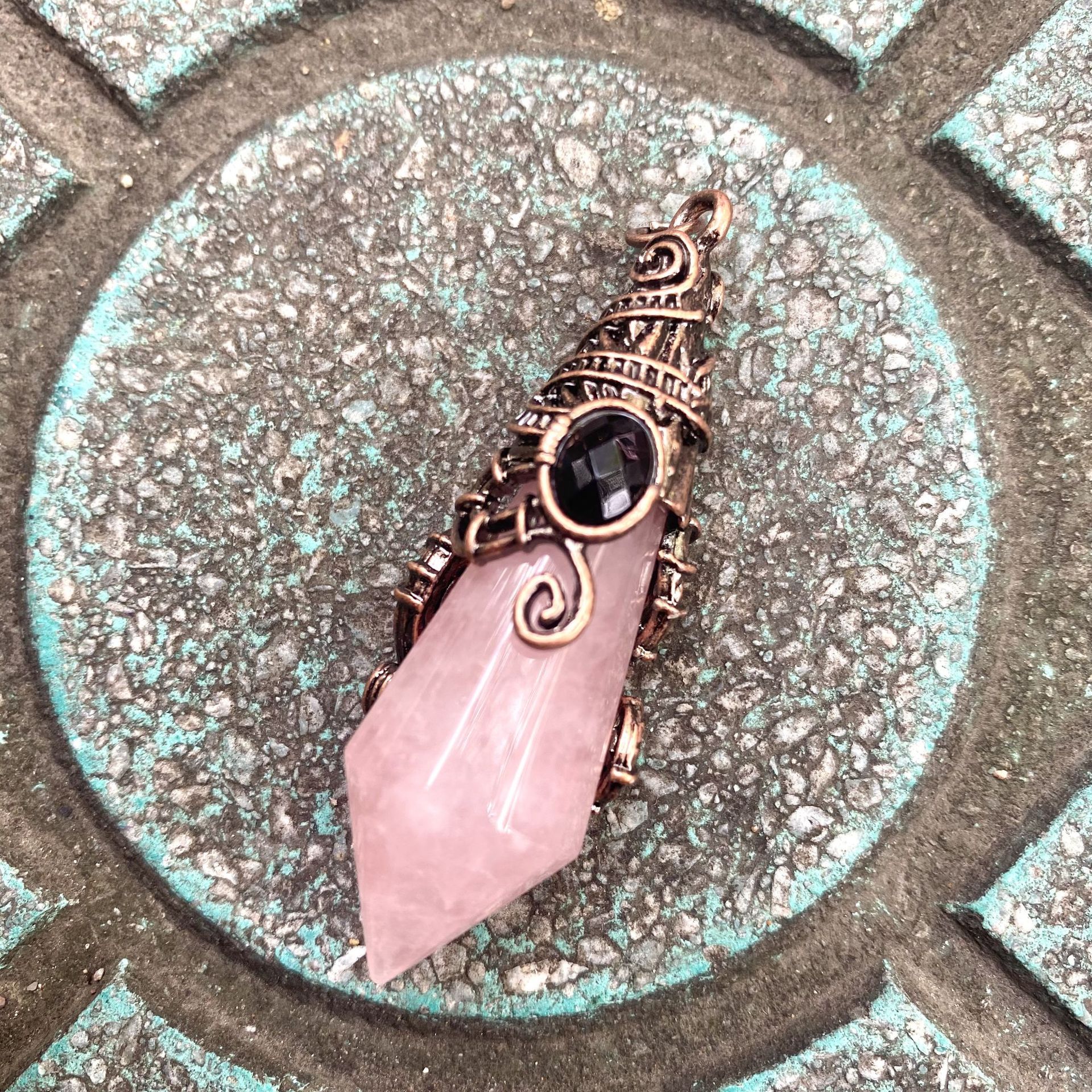 Antique bronze color Rose Quartz