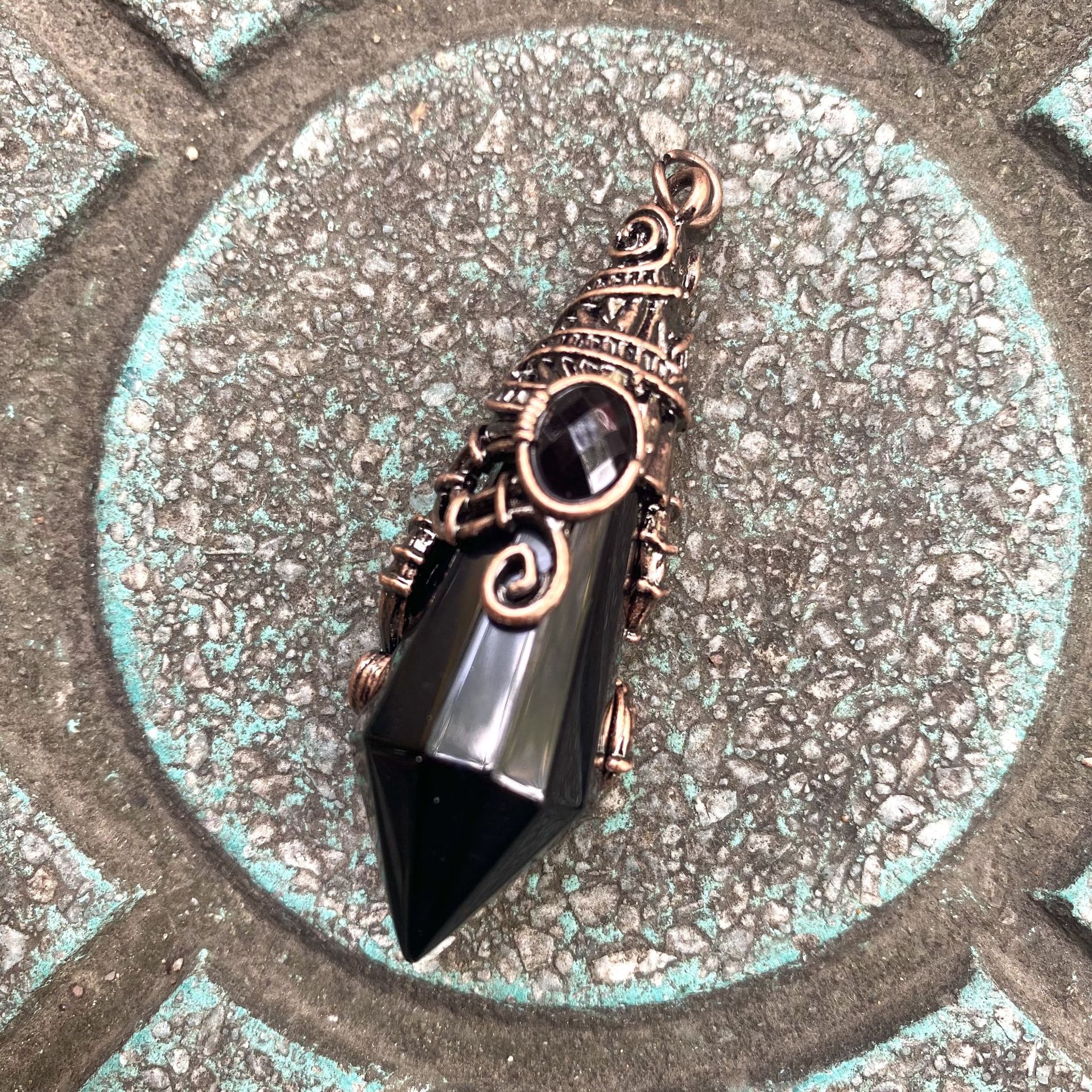 Antique bronze color Black Obsidian