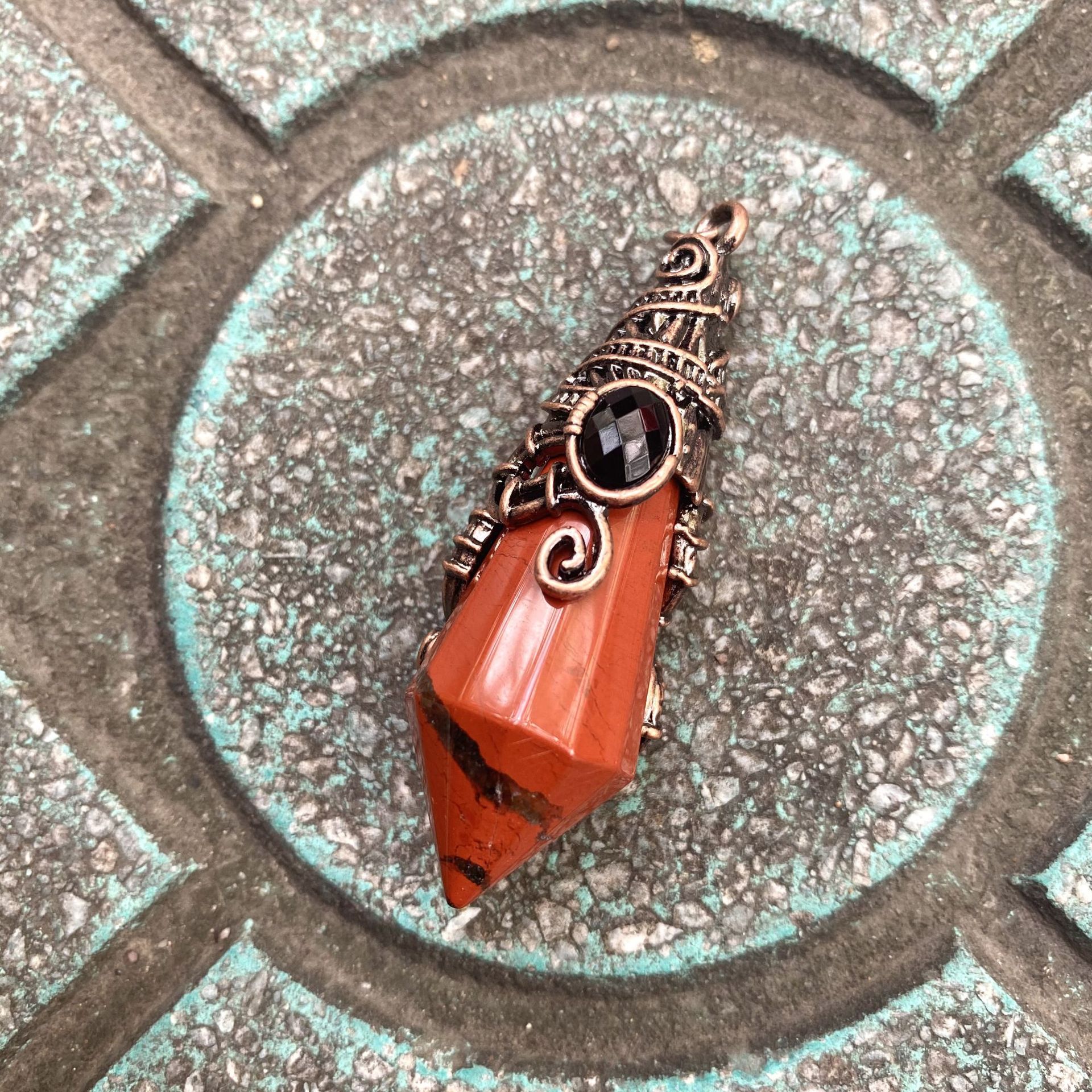 Antique bronze color red jasper