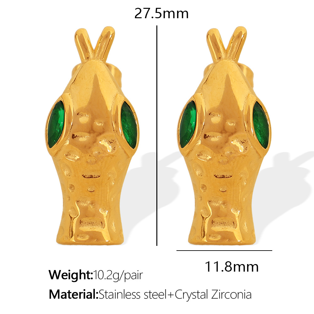 EH420 Green Crystal Zirconium Gold Earrings