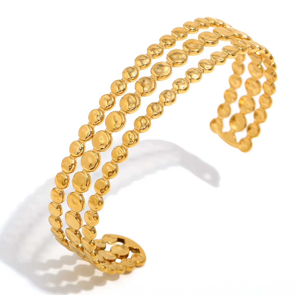 Three-layer disc bracelet-gold