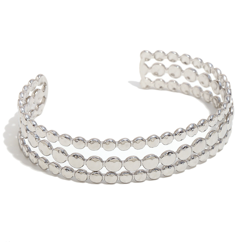 Three-layer disc bracelet-steel color