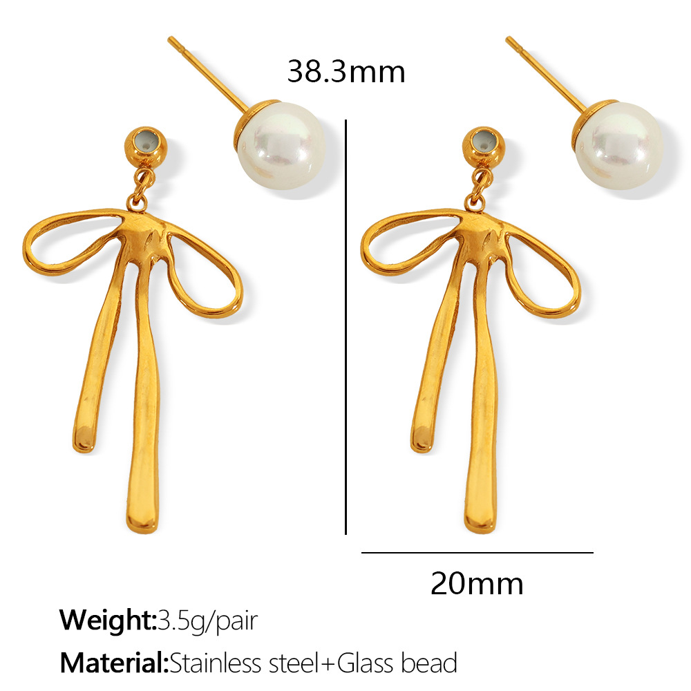 EH519 white bead gold earrings