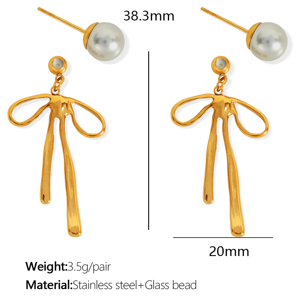 EH519 gray bead gold earrings