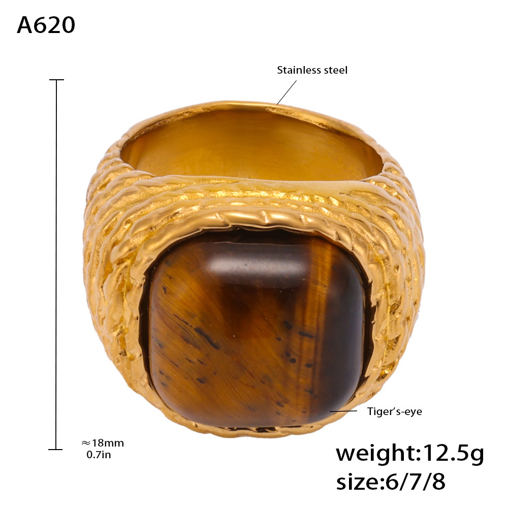 A620-natural tiger eye gold ring