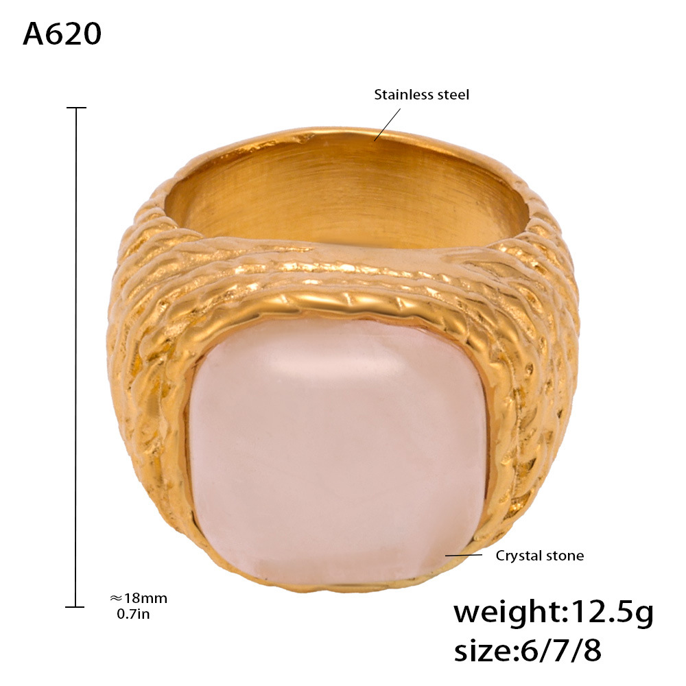 A620-natural rose quartz gold ring