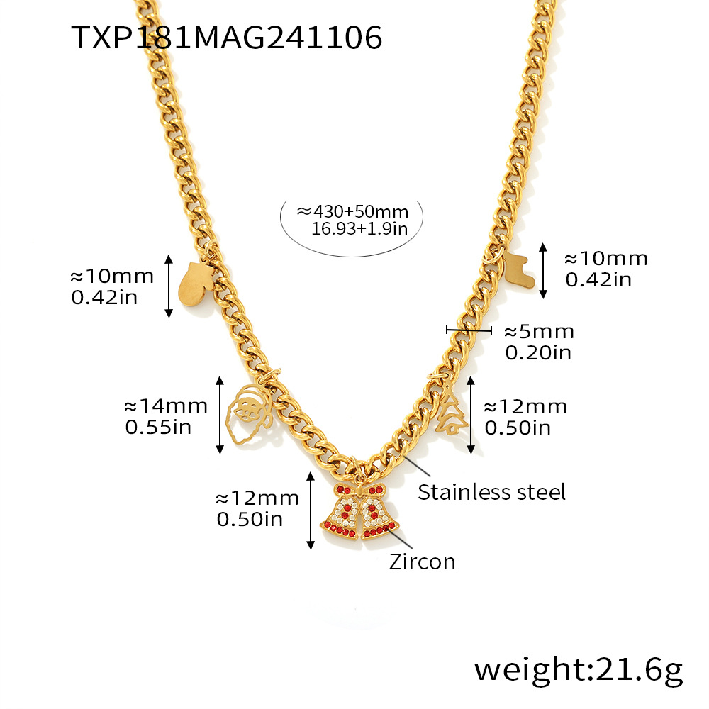 Txp181-gold christmas bell necklace