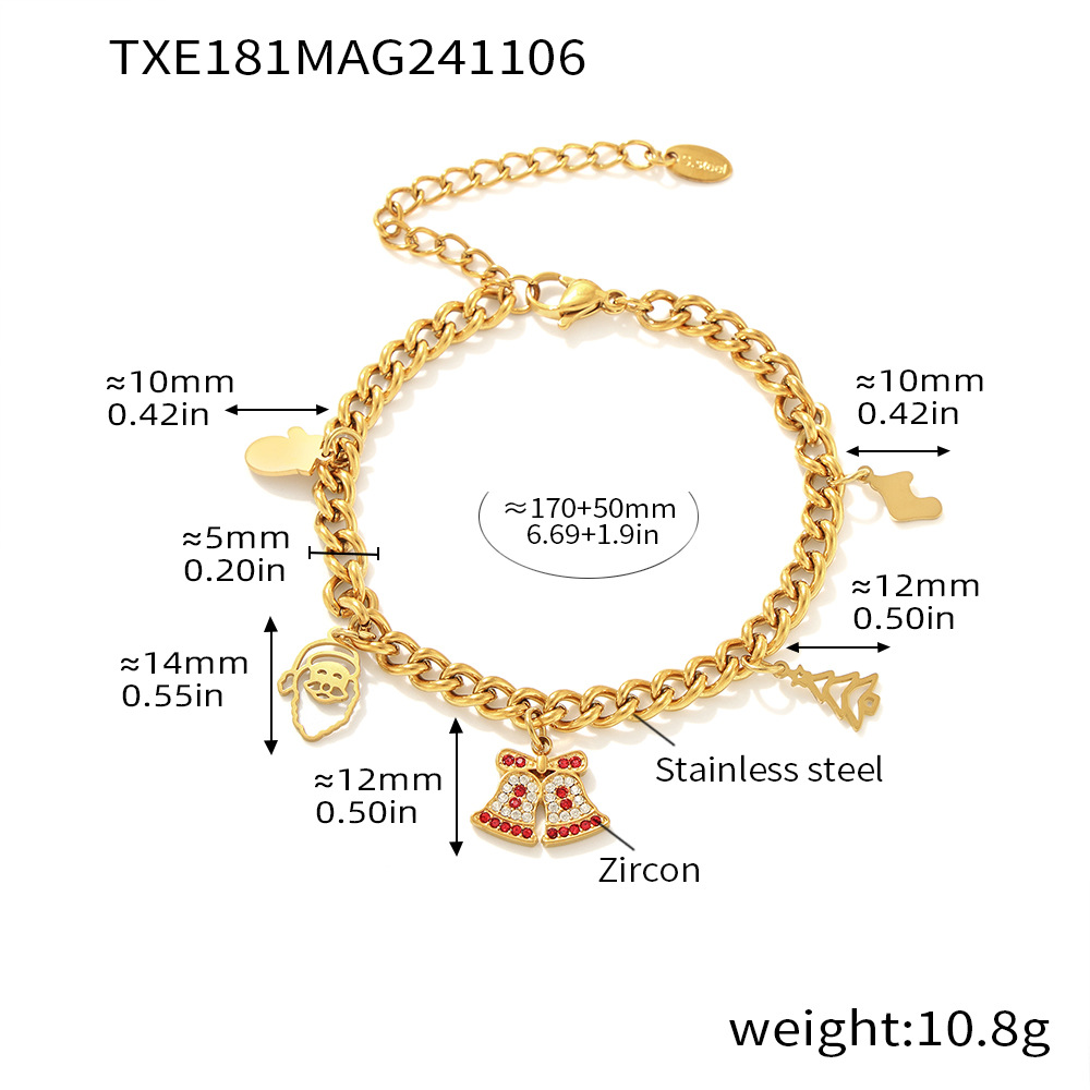 Txe181-gold christmas bell bracelet