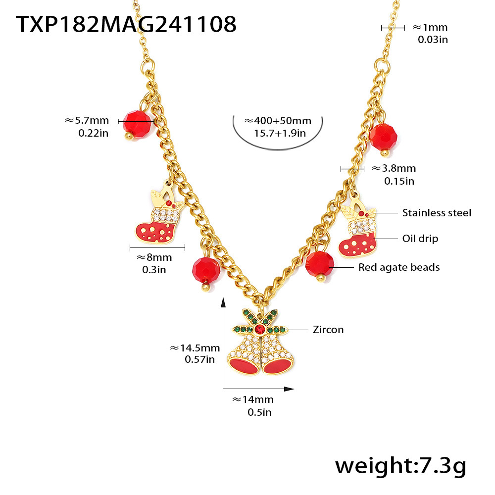 Txp182-gold christmas bell necklace