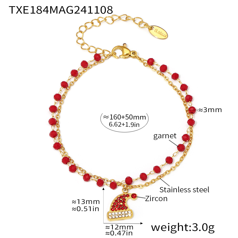 Txe184-gold double layer christmas hat bracelet