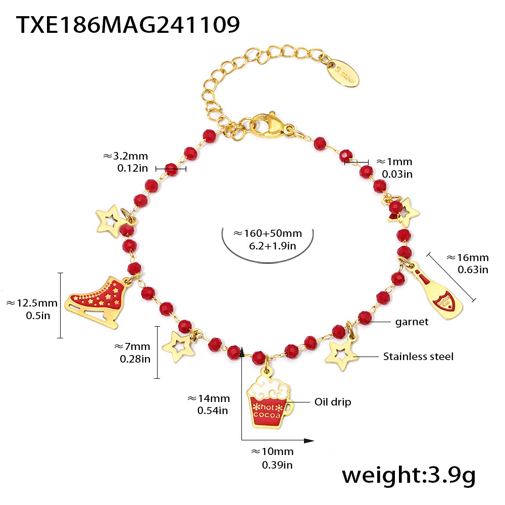 Txe186-golden garnet christmas element bracelet