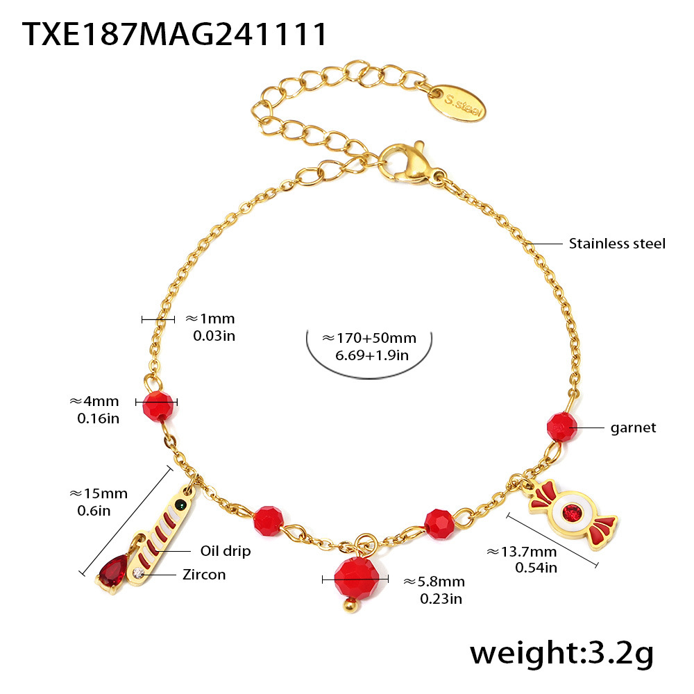 Txe187-garnet christmas multi-element bracelet