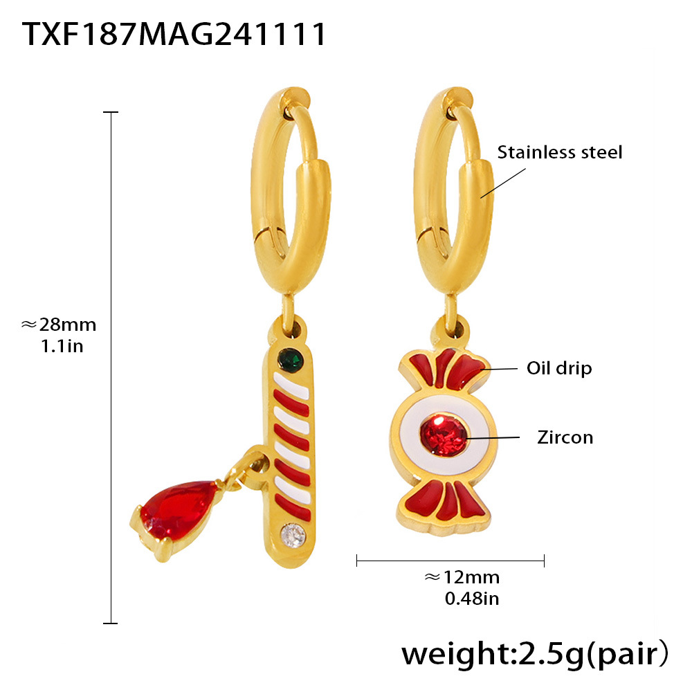 Txf187-garnet christmas multi-element earrings