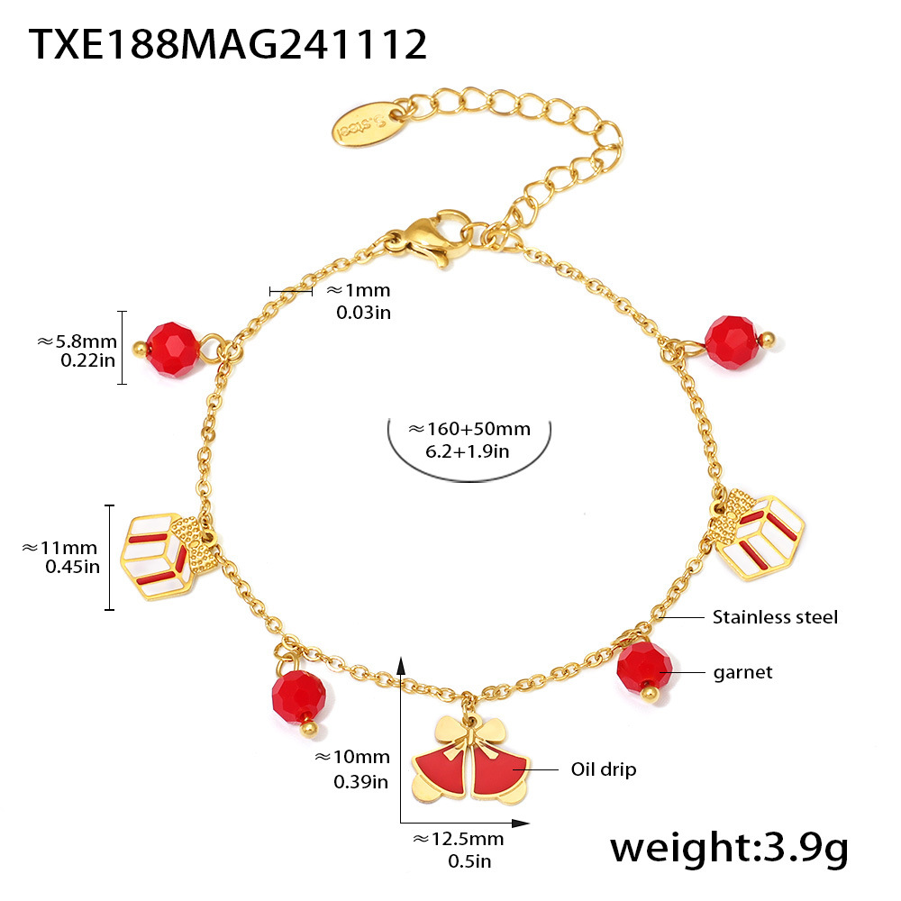 Txe188-garnet christmas multi-element bracelet