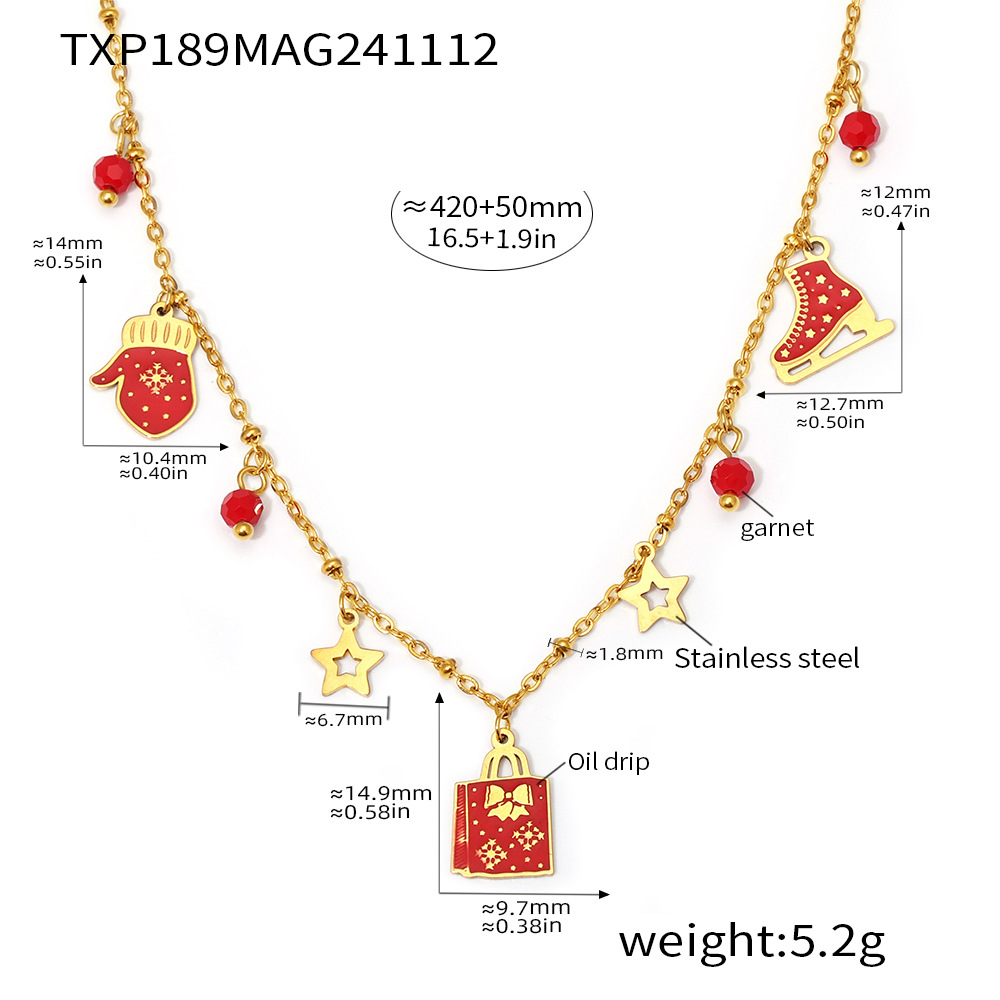 Txp189-garnet christmas multi-element necklace