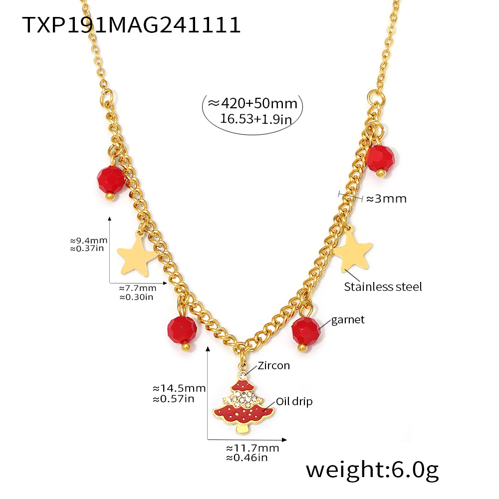 Txp191-garnet christmas multi-element necklace