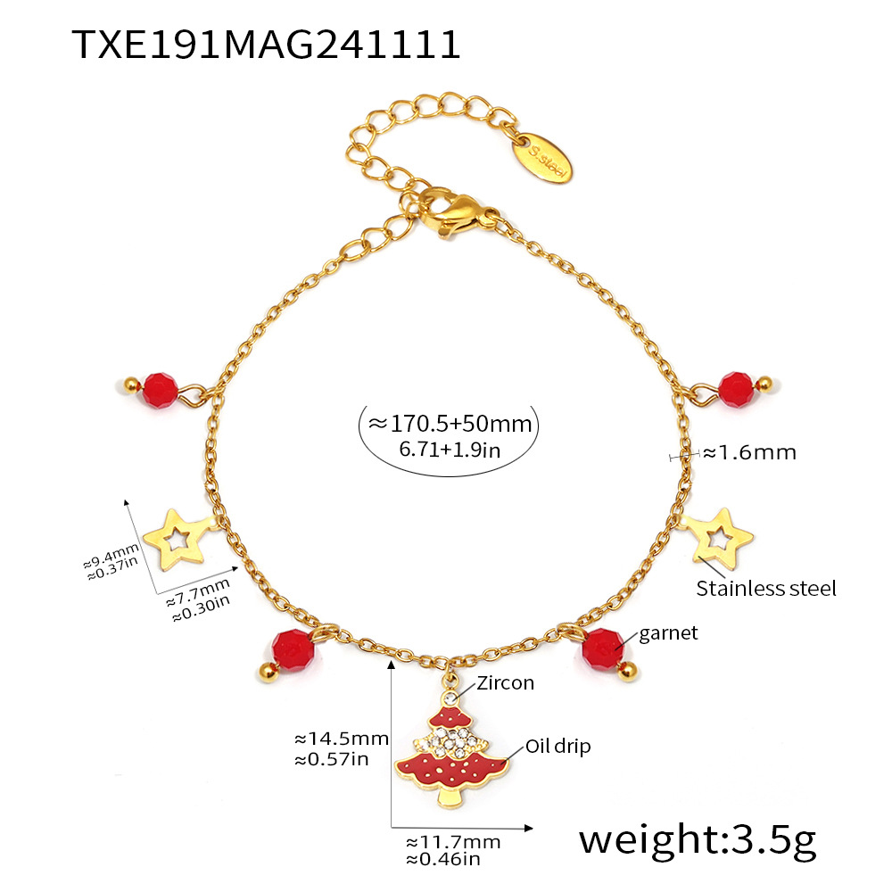 Txe191-garnet christmas multi-element bracelet