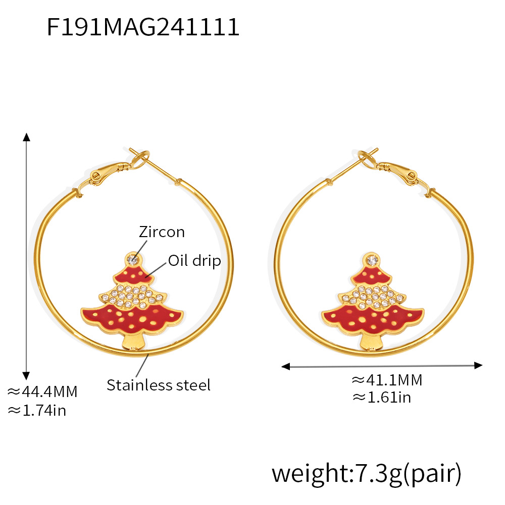 Txf191-paved zircon christmas tree earrings