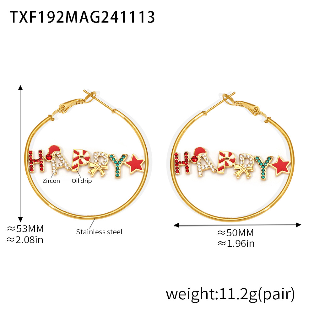 Txf192-christmas happy earrings