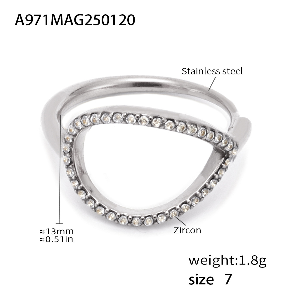 A971-steel color white zircon ring