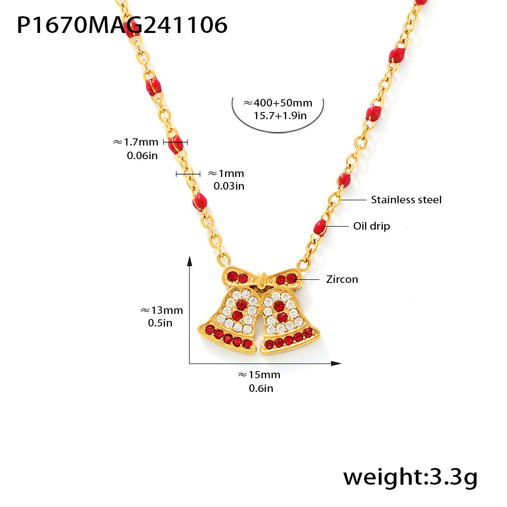 P1670-gold christmas bell necklace