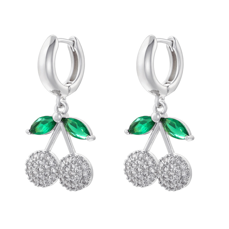 Ve1587 white gold white diamond cherry earrings