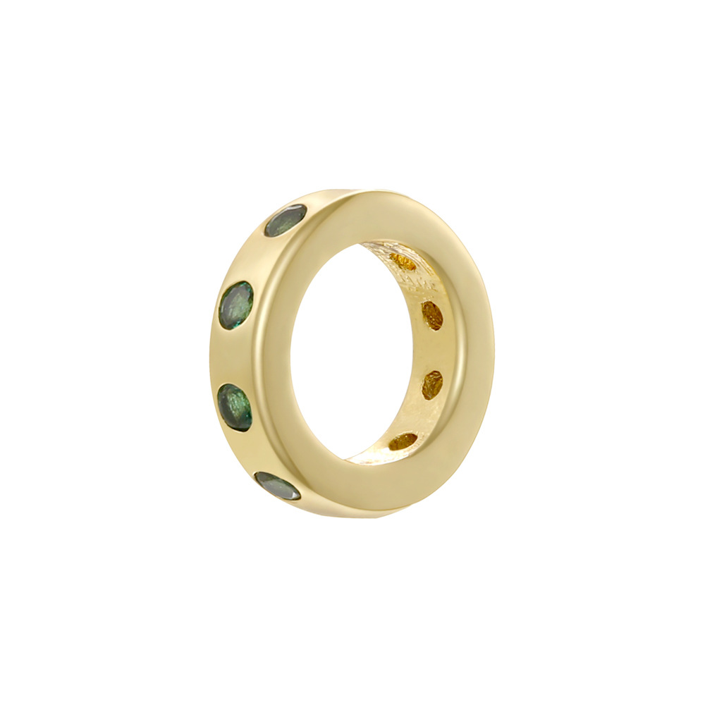 Golden green diamond round spacer beads