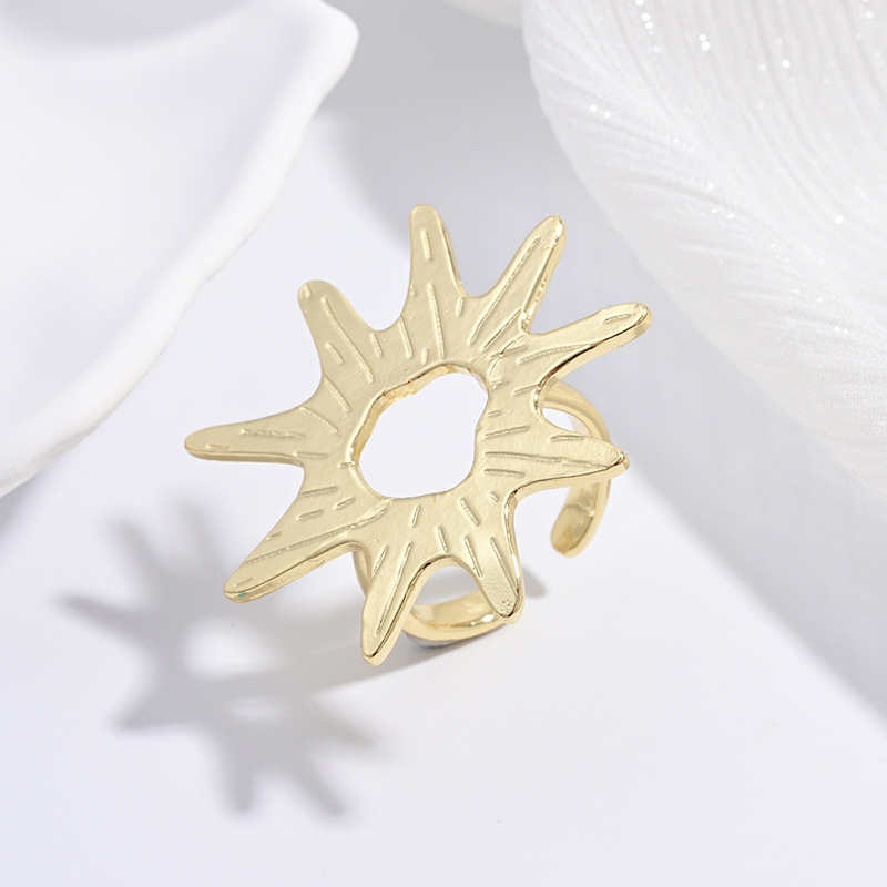 Vj711 gold sunflower ring