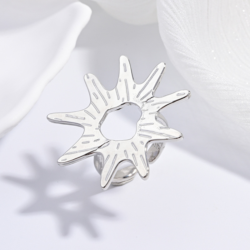 Vj711 white gold sunflower ring