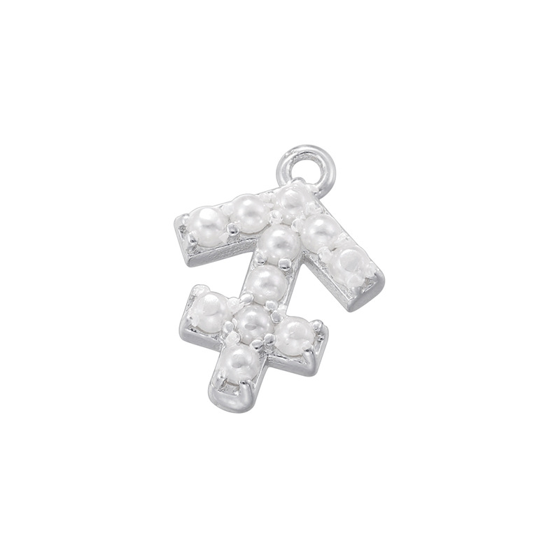 Platinum sagittarius pearl pendant