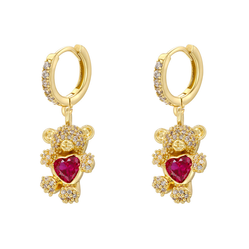 Ve1557 gold bear earrings 1 pair