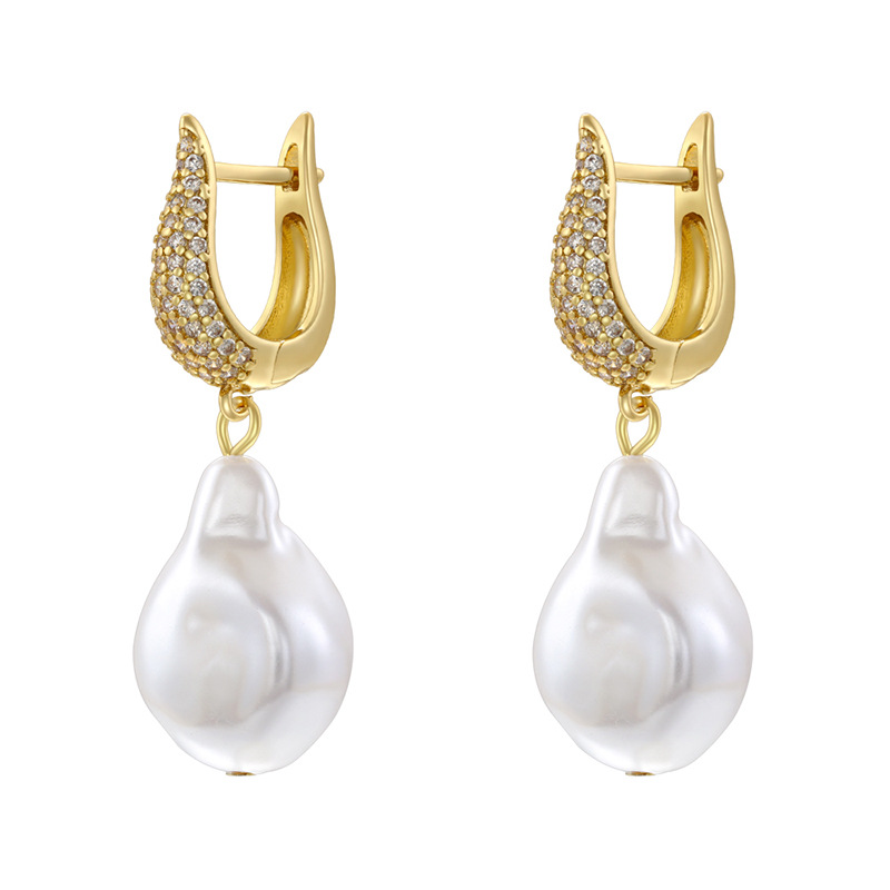 Ve1558 gold pearl earrings 1 pair