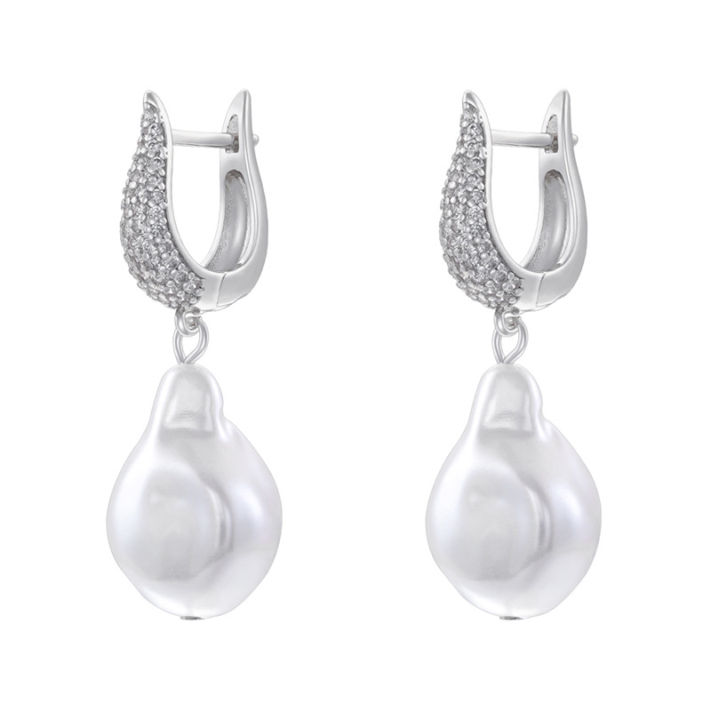 Ve1558 white gold pearl earrings 1 pair